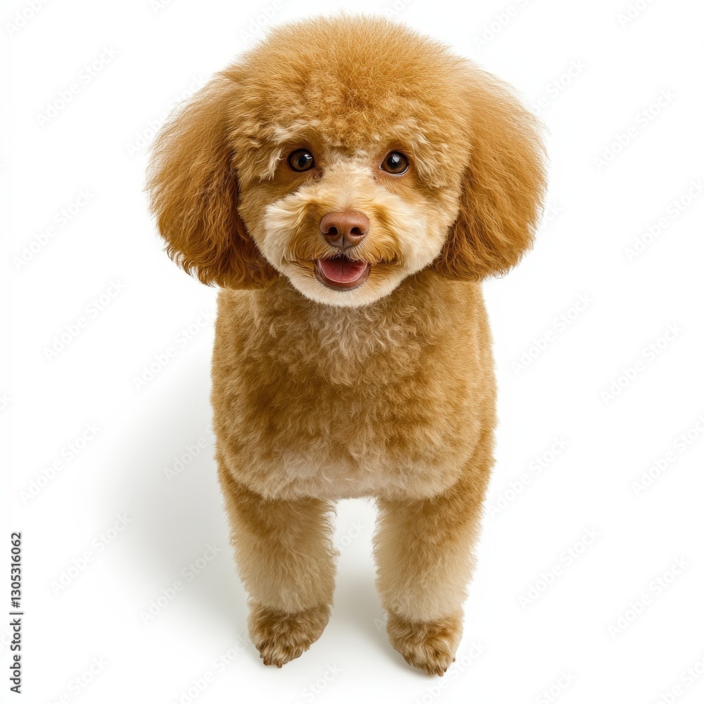 Adorable Fluffy Poodle: Playful and Happy Puppy in Studio Shot for Pet Companionship Adorable Fluffy Poodle: Playful and Happy Puppy in Studio Shot for Pet Companionship