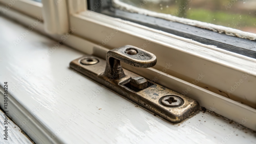Window Latch Detail on White Frame Window Latch Detail on White Frame