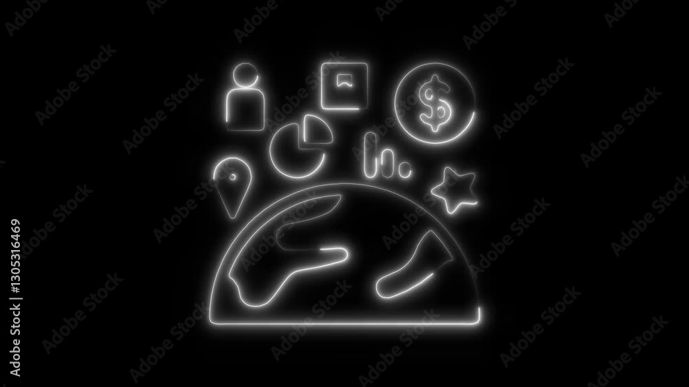 Glowing neon factor icon isolated on black background. HD Video motion graphic animation icon Glowing neon factor icon isolated on black background. HD Video motion graphic animation icon