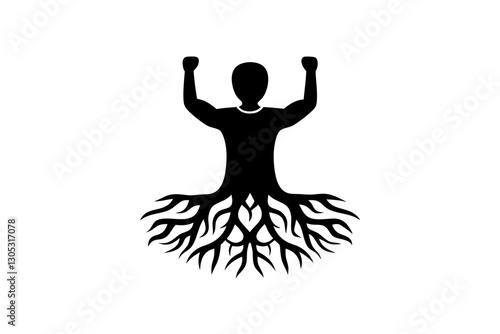 creative unique black rooted warrior a figure icon