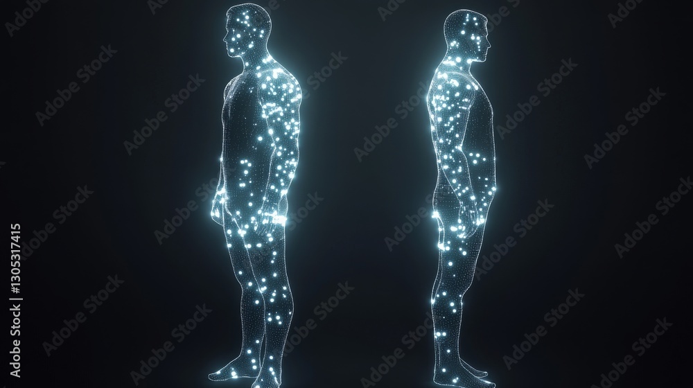 Futuristic hologram figures shining bright Futuristic hologram figures shining bright