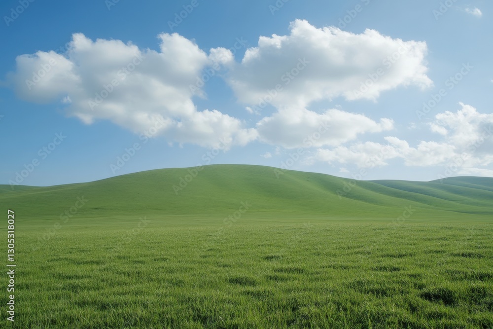 Majestic open field with rolling hills and fluffy clouds. Majestic open field with rolling hills and fluffy clouds.