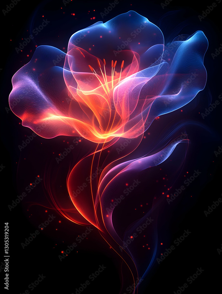 Obraz premium Glowing, ethereal flower in dark background