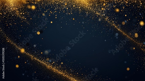  abstract background with Dark blue and gold particle. Christmas Golden light shine particles bokeh on navy blue background. Gold foil texture. Holiday concept