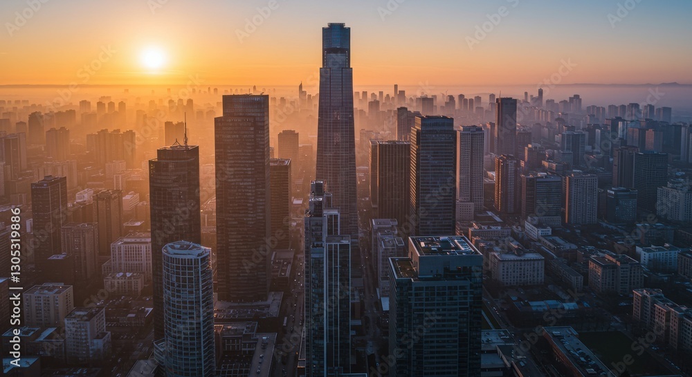 Fototapeta premium new york city skyline at sunset