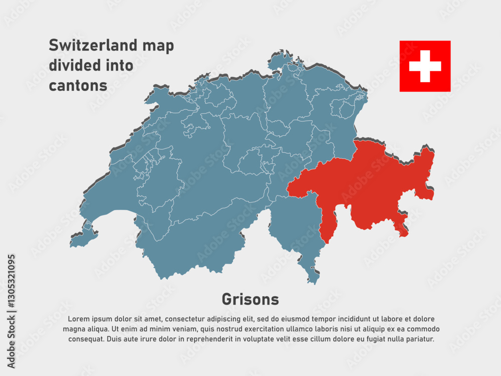 Naklejka premium Vector map Switzerland - Canton of Grisons