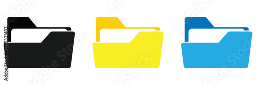 Computer file folder icon. File folders icons. Documents for computer. File folders with data in flat style.