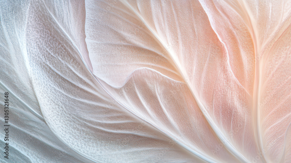Intricate close-up of soft, delicate leaves showcasing beautiful textures and subtle hues of pink and white, reflecting nature's artistry in organic design. Intricate close-up of soft, delicate leaves showcasing beautiful textures and subtle hues of pink and white, reflecting nature's artistry in organic design.