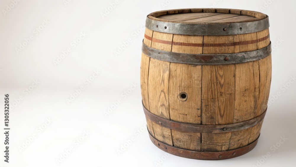 Fototapeta premium Wooden Barrel on White Background