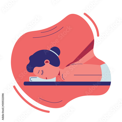 A happy woman gets a facial at the spa. Vector illustration 
Illustration. Massage Cosmetic procedures.