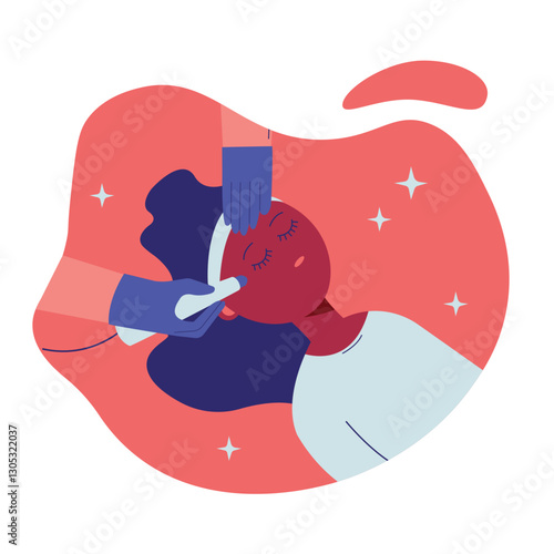 spa.  Skin care. Vector illustration 
Illustration. Cosmetology and professional skin care. 
Microcurrent facial therapy. Aesthetic therapy in cosmetology. Cosmetic procedures.