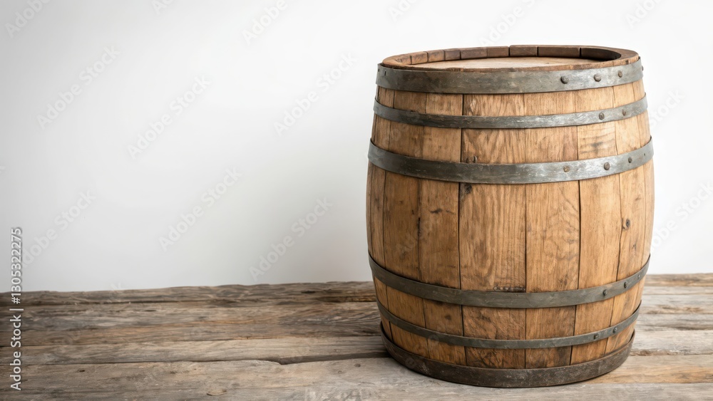 Fototapeta premium Wooden Barrel on White Background