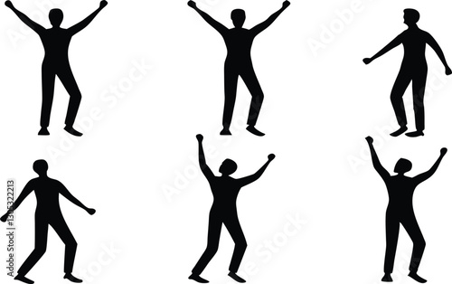 Joyful Dancing People Silhouette Set