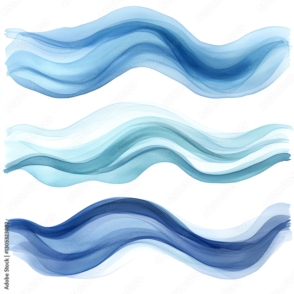 This image features three flowing waves in varying shades of blue. The fluid motion and soft textures create a calming effect, perfect for design projects focused on water themes. This image features three flowing waves in varying shades of blue. The fluid motion and soft textures create a calming effect, perfect for design projects focused on water themes.