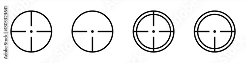 Set of Different Simple Crosshair and Target Designs in Black. Vector Illustration