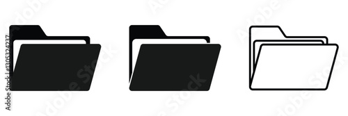 File folders icons set. Data file folders. Set of icon folder computer file. File folder vector icons. Office folder icon with documents.