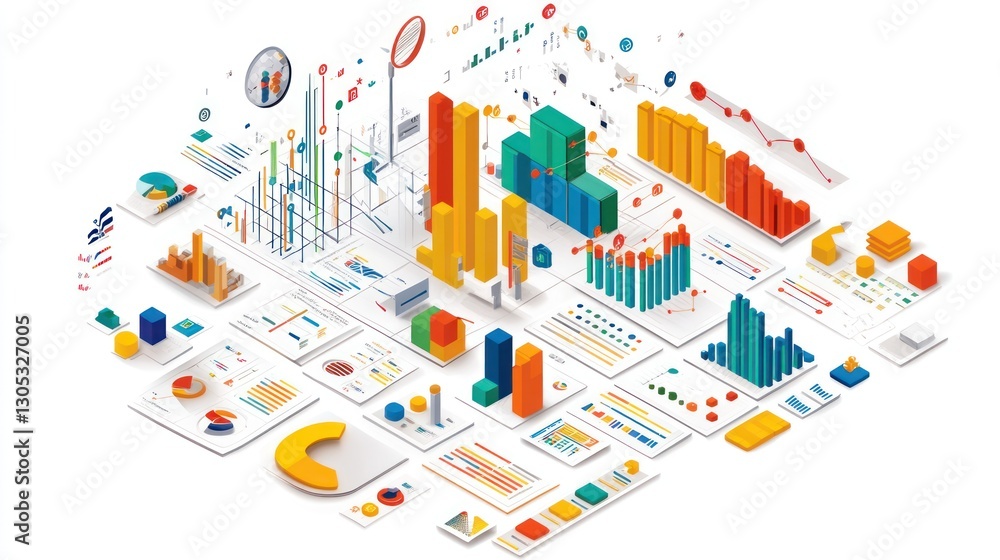 Isometric Diagram of Business Data Visualization Isometric Diagram of Business Data Visualization