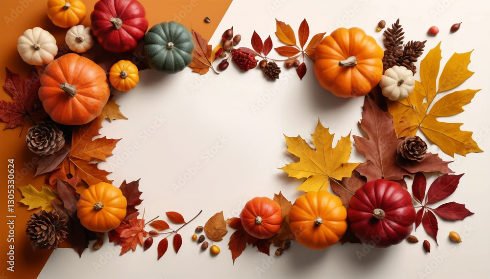 autumn leaves frame with pumpkin autumn leaves frame with pumpkin