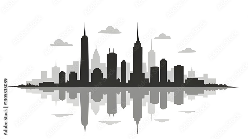 Naklejka premium The tranquil beauty of city silhouettes