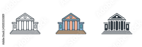 Museum Building icon symbol vector illustration isolated on white background