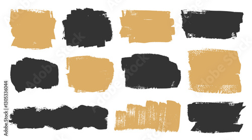 Vector stains abstract paint brush strokes set