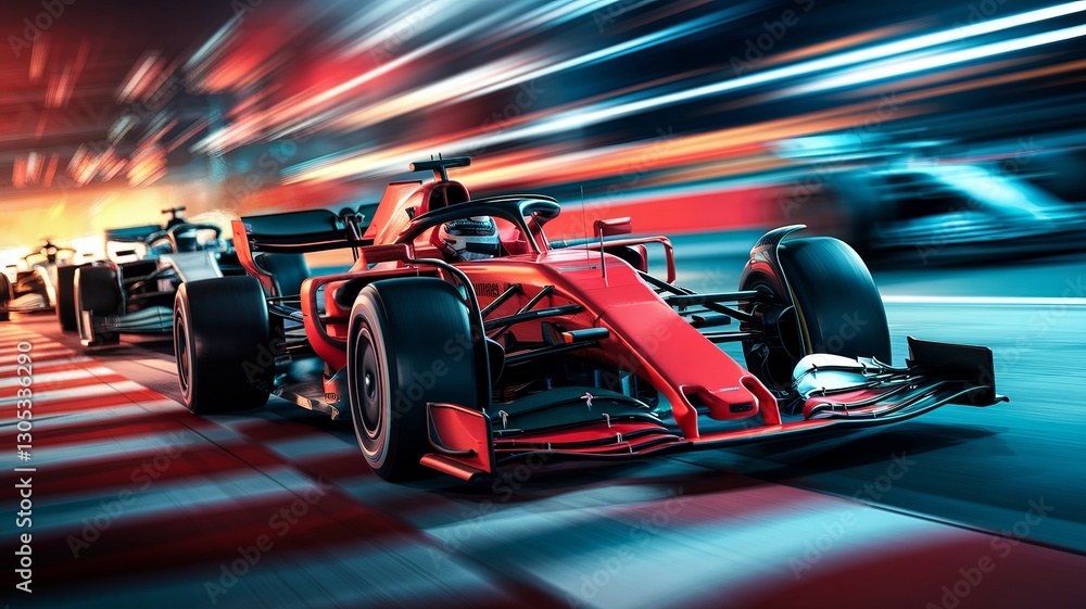 High-Speed Formula Race Car with Explosion in Background.. High-Speed Formula Race Car with Explosion in Background..