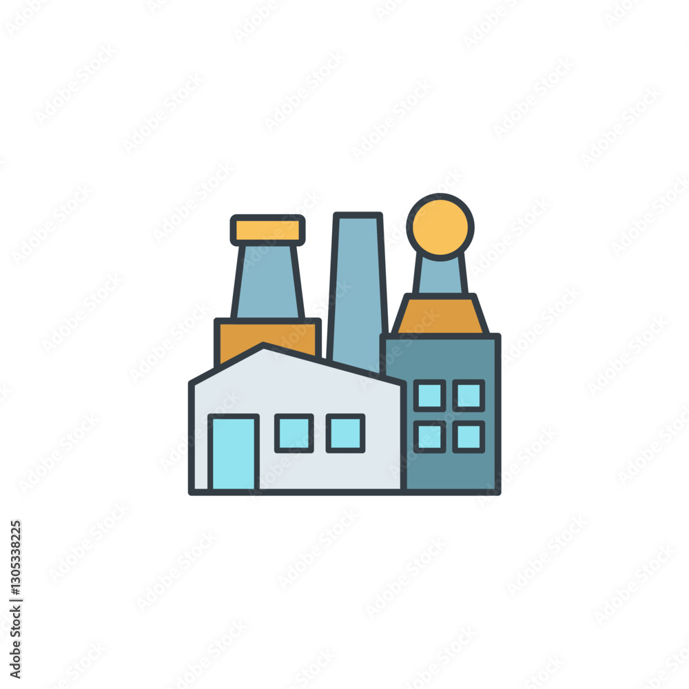 Obraz premium Factory Building icon symbol vector illustration isolated on white background