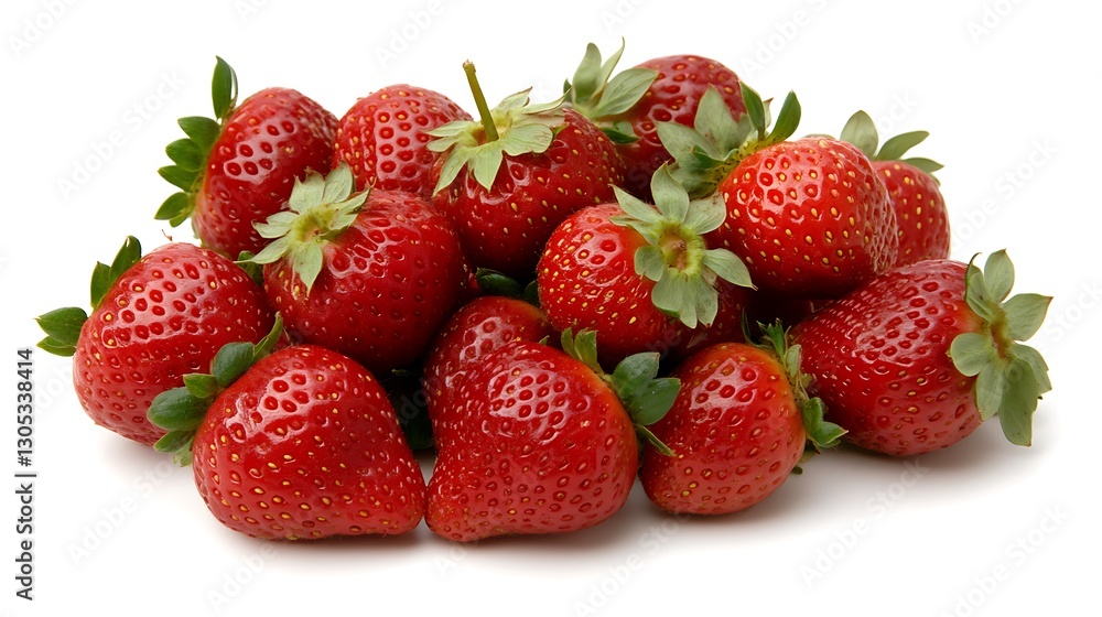 Strawberries in pile, isolated on white. Great for food ads, desserts, healthy eating promotion Strawberries in pile, isolated on white. Great for food ads, desserts, healthy eating promotion