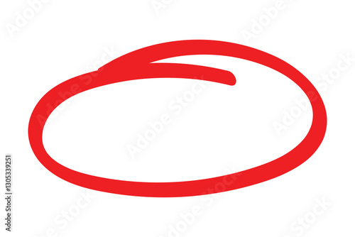 Hand drawn red marker round frame. Hand drawn circle line. Doodle element hand drawn illustration.