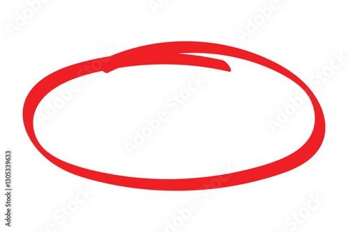 Hand drawn red marker round frame. Hand drawn circle line. Doodle element hand drawn illustration.