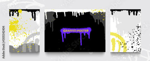 Set of graffiti posters. Vector illustrations for your creativity.