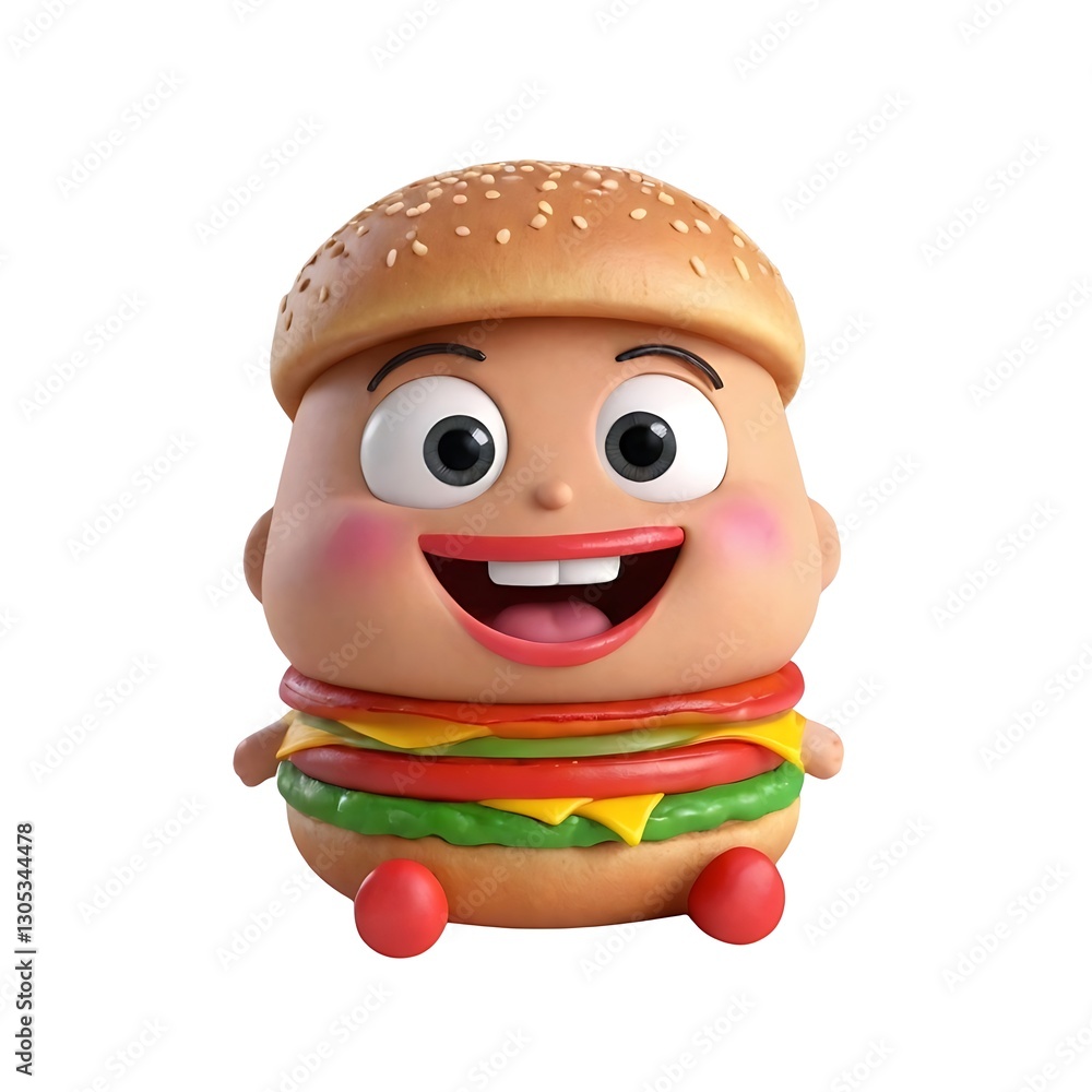 Cartoon character with a hamburger on his head Cartoon character with a hamburger on his head