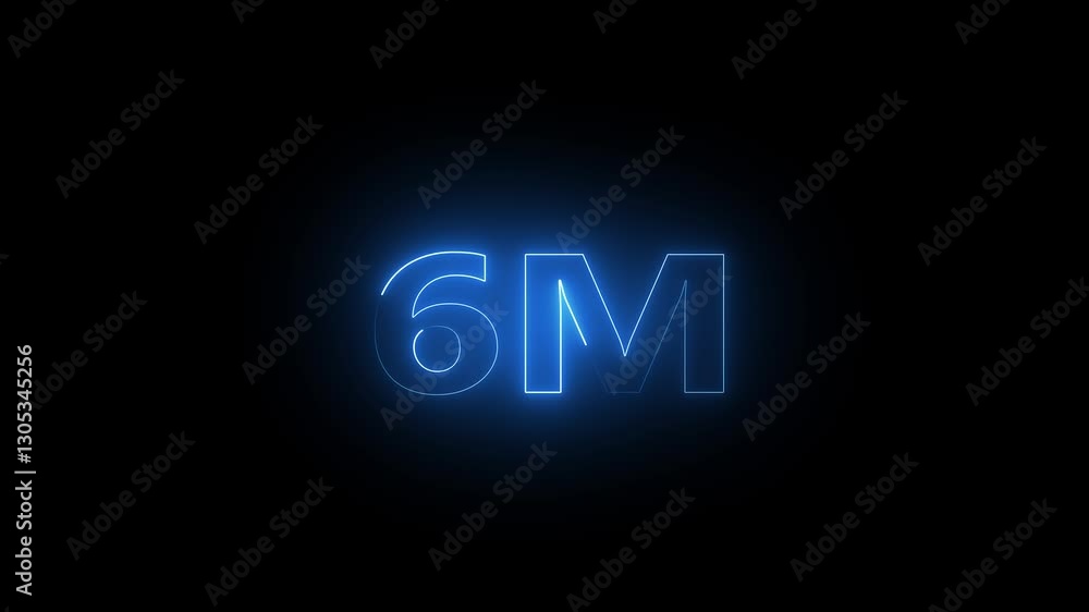 6M neon glowing sign effect florescent green text for social media follow subscription motion.1 Million milestone achieved celebration animation, 6M neon glowing sign effect florescent green text for social media follow subscription motion.1 Million milestone achieved celebration animation,