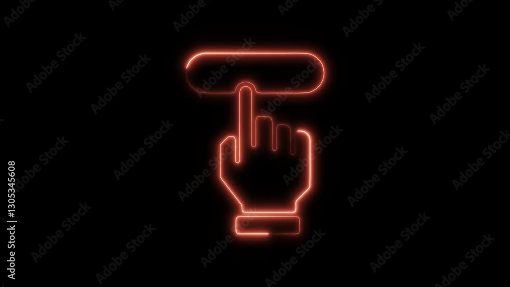 Glowing neon hand-gesture icon isolated on black background. HD Video motion graphic animation icon Glowing neon hand-gesture icon isolated on black background. HD Video motion graphic animation icon