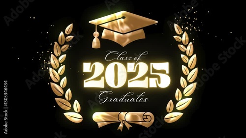 Black Gold Luxury Classy Graduation Greeting Video 4k.Theme of graduation concept 4k Background.Class Of 2025 Graduation Video 4k.