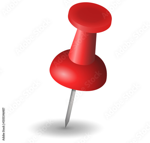 1 single one red colored pin realistic sharp for pinning board or corkboard
