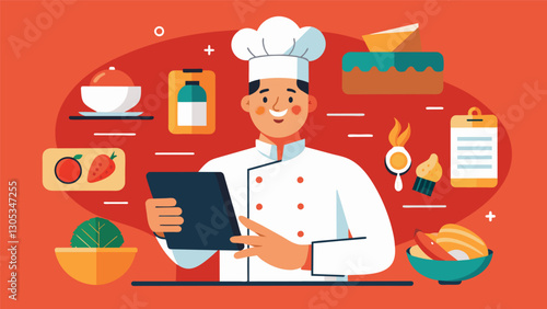 Through careful analysis of sales data and customer surveys a restaurants exeive chef creates a revamped menu featuring dishes that have been proven to be popular a diners.. Vector illustration