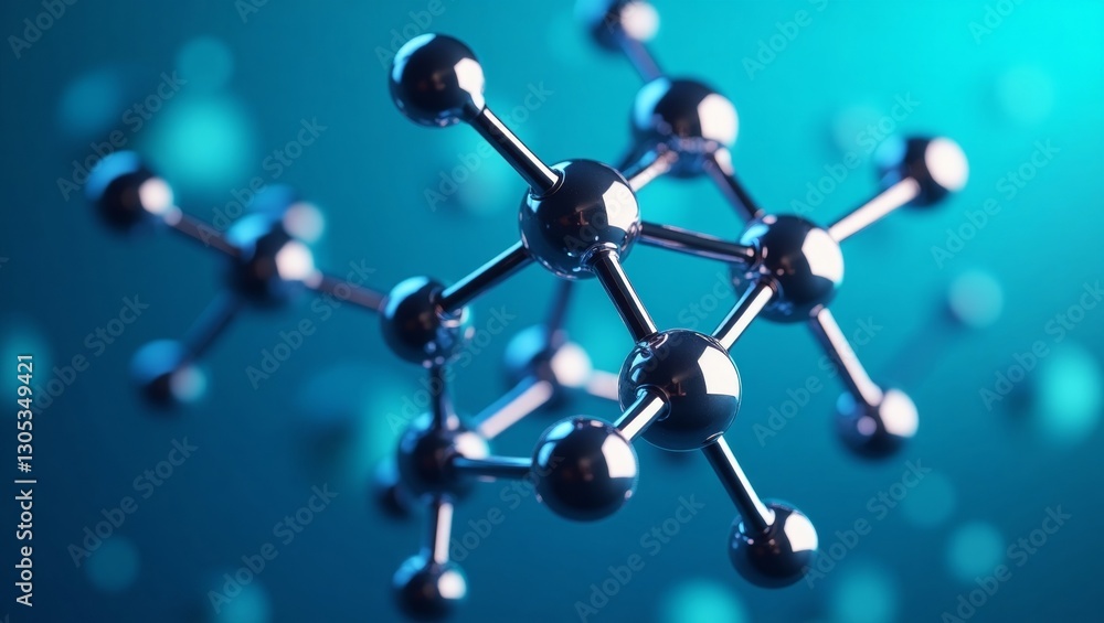 Fototapeta premium Molecular structure illustration in silverblue hues