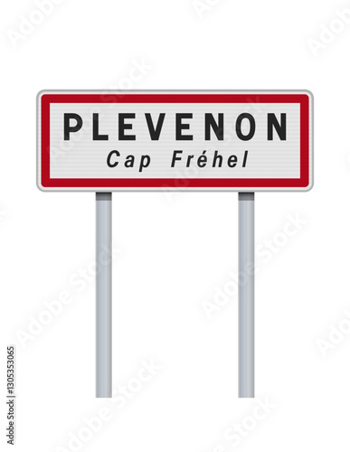 Panneau d'entrée de la ville de Plevenon Cap Fréhel (Côtes-d'Armor) en vectoriel