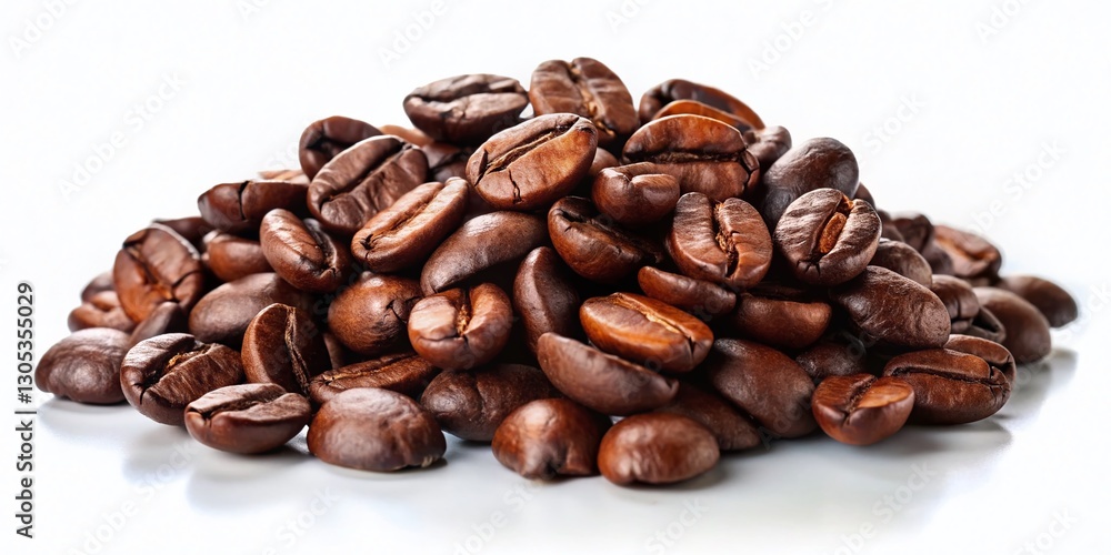 Freshly Roasted Coffee Beans Isolated on White Background - Stock Photo Freshly Roasted Coffee Beans Isolated on White Background - Stock Photo
