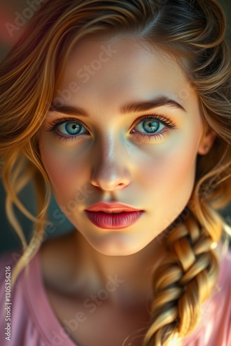 Wallpaper Mural Stunning Blonde Woman with Blue Eyes and Braided Hair Torontodigital.ca