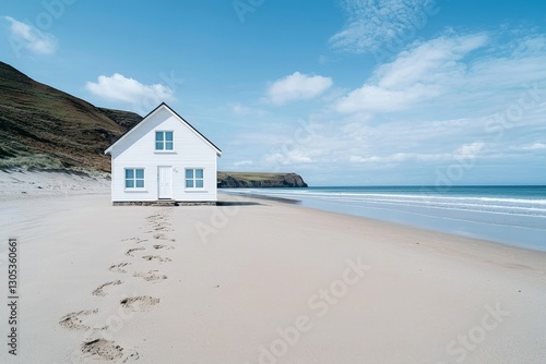 house on the sand beach near sea