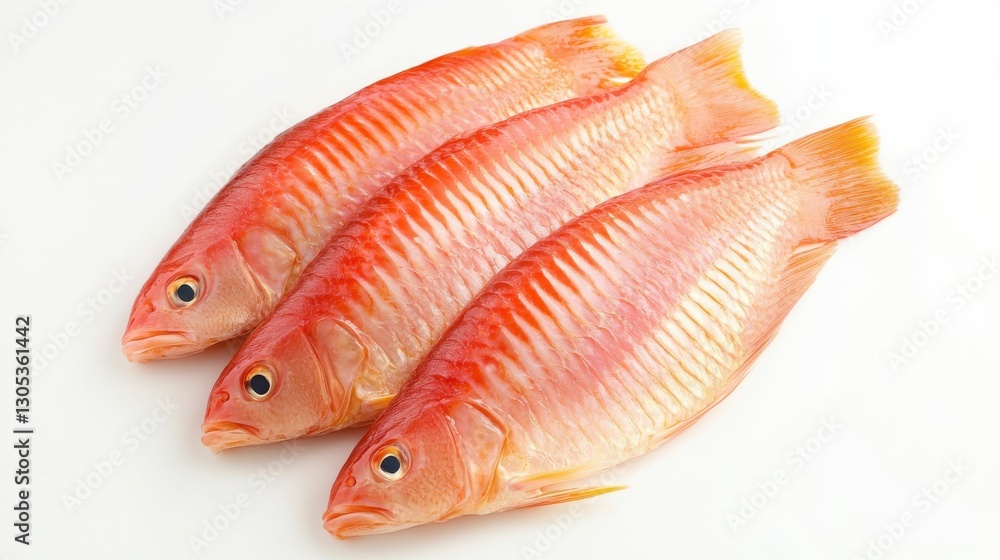 Obraz premium Nile Tilapia Fish: Fresh Water Food Isolated on White Background
