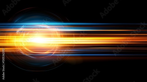 Abstract Light Trails: Dynamic Orange and Blue Energy Burst Background