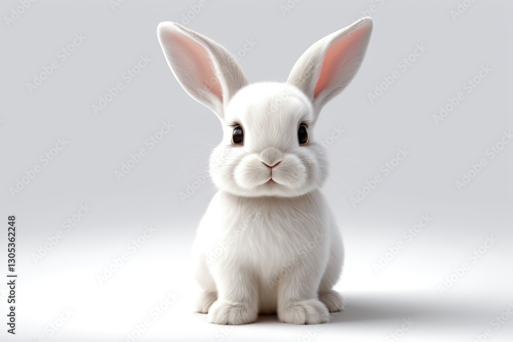 there is a white rabbit with pink ears sitting on a white surface there is a white rabbit with pink ears sitting on a white surface