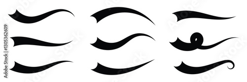 Swash and swooshes tails icon. Retro swishes and swashes for athletic typography, logos, baseball font. Set of hand lettering underlines lines. Vector underline stroke. Design concept element on white