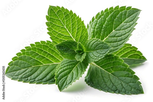 Fresh Mint Leaves Isolated on White Background photo