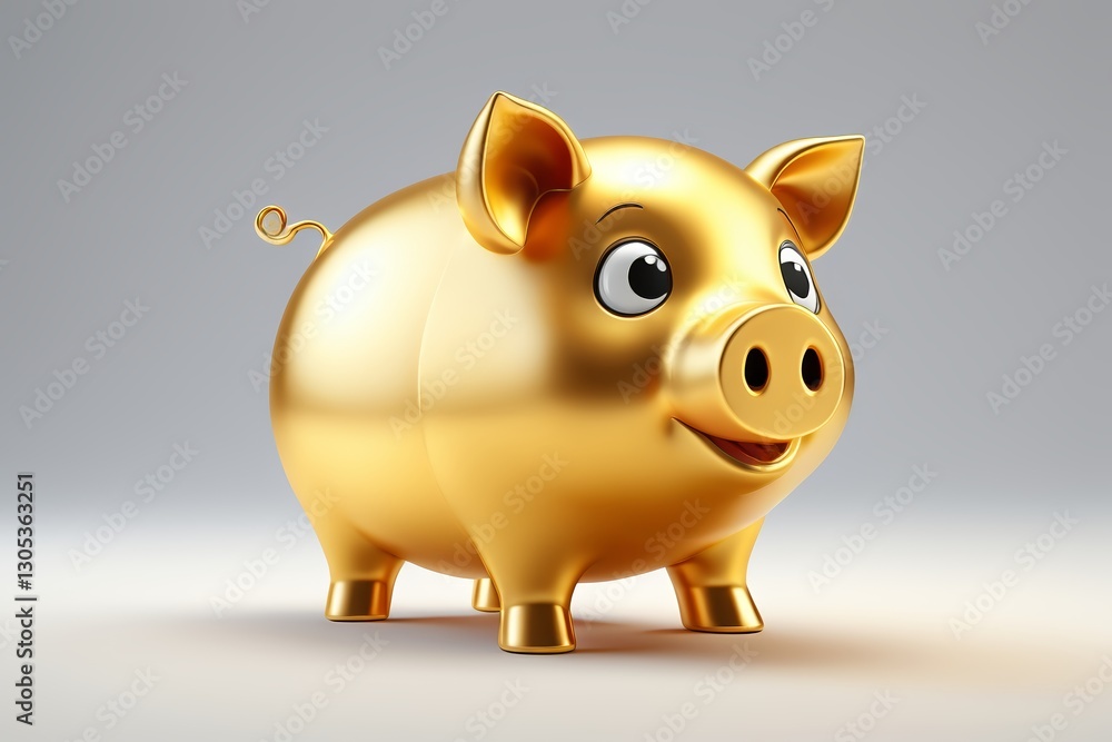 a close up of a golden piggy bank with a gray background a close up of a golden piggy bank with a gray background