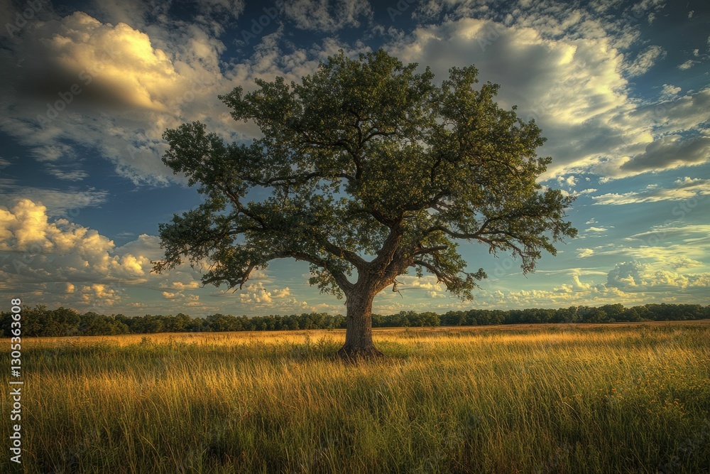 Oak Savanna: Forest Landscape in Illinois with Wildflowers and Grass in Summer Oak Savanna: Forest Landscape in Illinois with Wildflowers and Grass in Summer