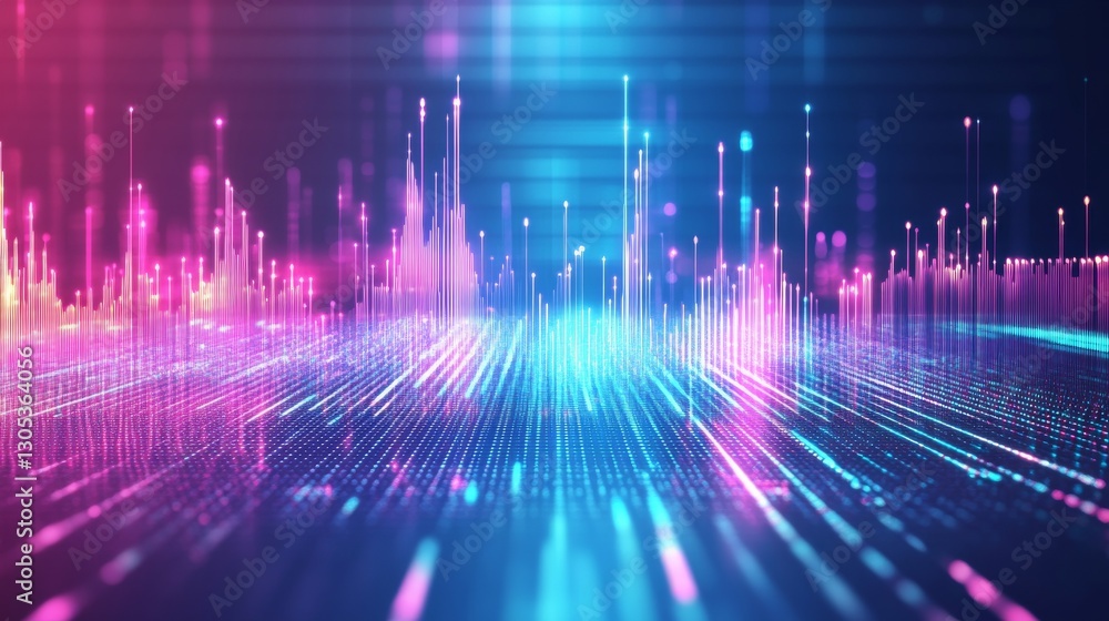 Vibrant digital data flow with neon colors. Vibrant digital data flow with neon colors.